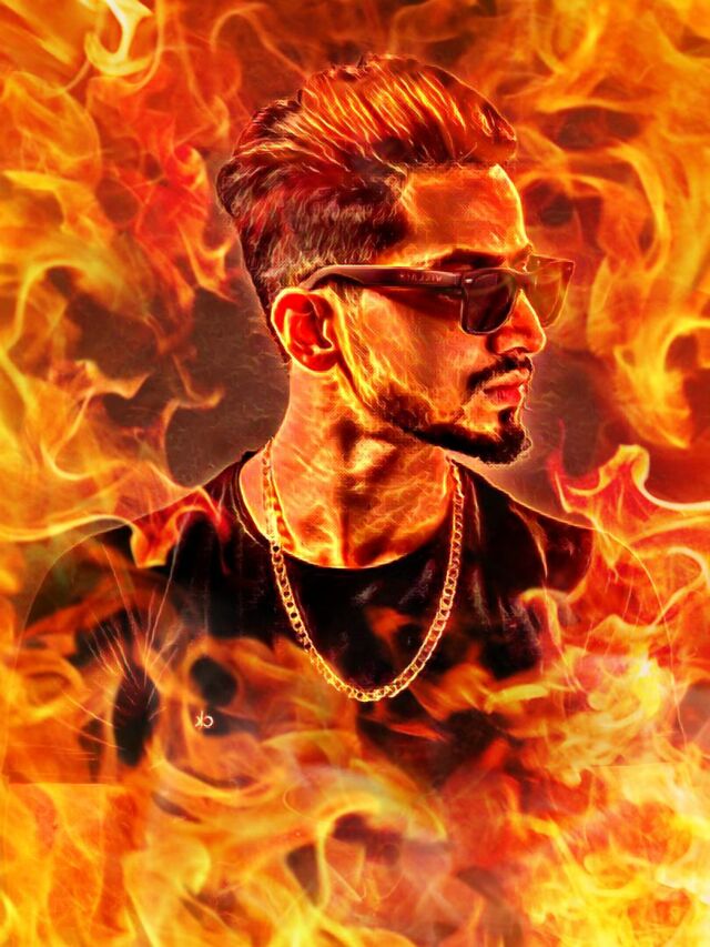 Burning Fire Portrait photo effect — generated using Photolab combo ID 19964679 via apiphotolab.me API