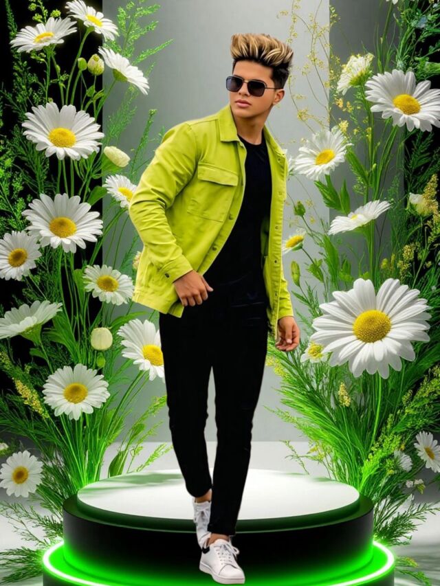 Daisy Podium Display photo effect — generated using Photolab combo ID 52072189 via apiphotolab.me API