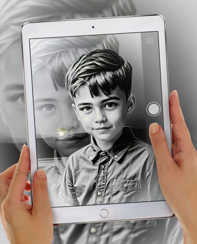 Tablet Sketch View photo effect — generated using Photolab combo ID 52073939 via apiphotolab.me API