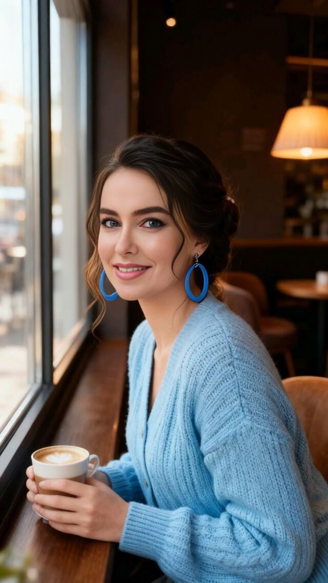 Blue Sweater Cafe photo effect — generated using Photolab combo ID 52075668 via apiphotolab.me API