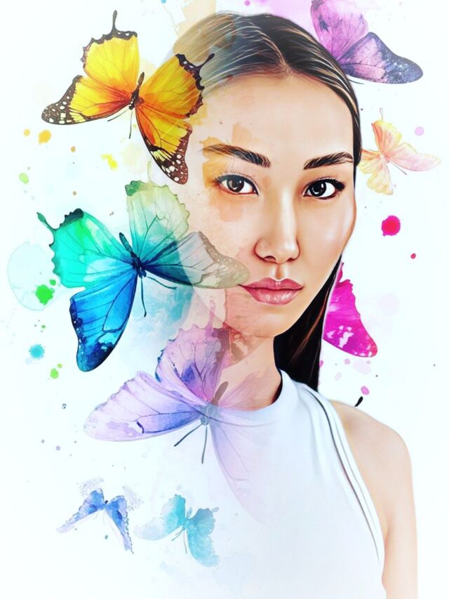 Watercolor Butterfly Art photo effect — generated using Photolab combo ID 52122201 via apiphotolab.me API